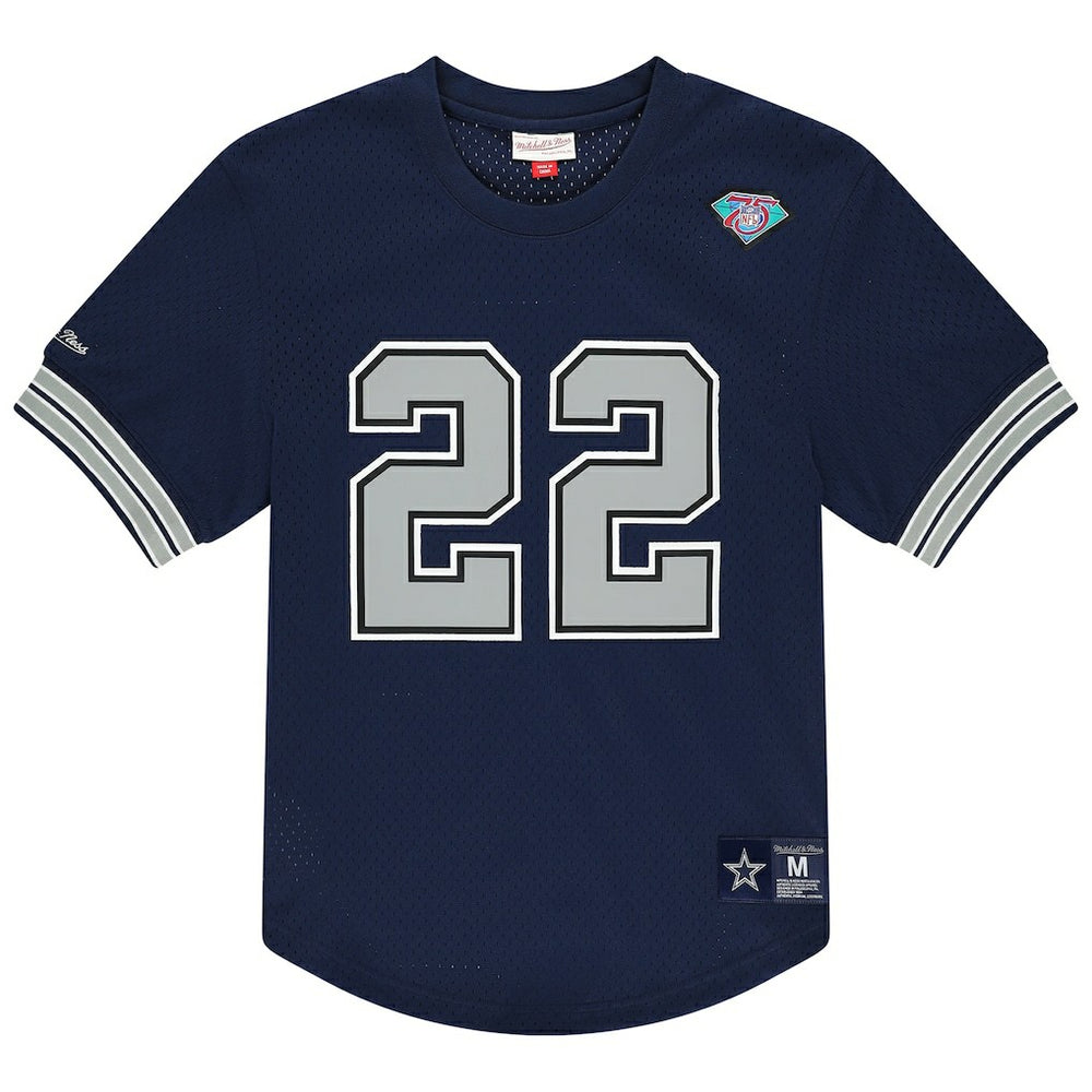 Emmitt Smith Dallas Cowboys Retired Player Name & Number Mesh T-Shirt - Navy - Mitchell & Ness