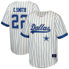 Emmitt Smith Dallas Cowboys Youth Retired Player Name & Number Baseball Jersey - Cream - Mitchell & Ness