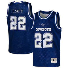Emmitt Smith Dallas Cowboys Youth Retired Player NFL Basketball Fashion Jersey - Navy - Mitchell & Ness