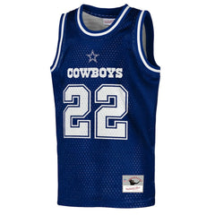 Emmitt Smith Dallas Cowboys Youth Retired Player NFL Basketball Fashion Jersey - Navy - Mitchell & Ness