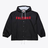 Atlanta Falcons Coaches Full-Snap Hooded Windbreaker Jacket - Black - Mitchell & Ness