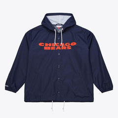 Chicago Bears Coaches Full-Snap Hooded Windbreaker Jacket - Navy - Mitchell & Ness