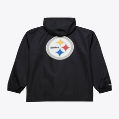 Pittsburgh Steelers Coaches Full-Snap Hooded Windbreaker Jacket - Black - Mitchell & Ness