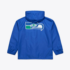 Seattle Seahawks Coaches Full-Snap Hooded Windbreaker Jacket - Royal - Mitchell & Ness