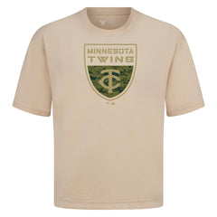 Minnesota Twins Levelwear Oversized Luxe Signature Knit Buckler T-Shirt Sale