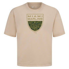 Miami Marlins Levelwear Oversized Luxe Signature Knit Buckler T-Shirt Sale