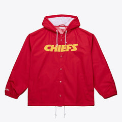 Kansas City Chiefs Coaches Full-Snap Hooded Windbreaker Jacket - Red - Mitchell & Ness