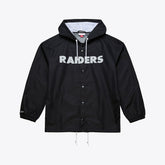 Las Vegas Raiders Coaches Full-Snap Hooded Windbreaker Jacket - Black - Mitchell & Ness