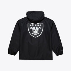 Las Vegas Raiders Coaches Full-Snap Hooded Windbreaker Jacket - Black - Mitchell & Ness