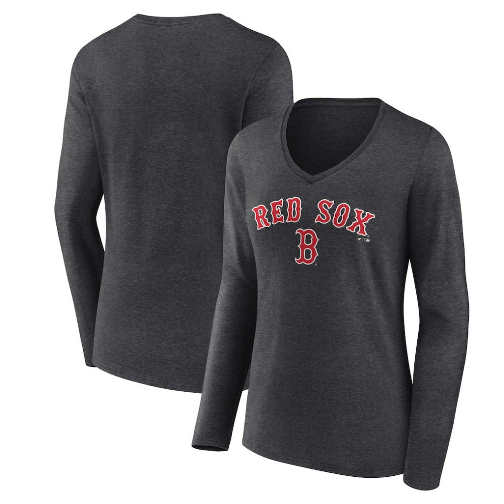 Boston Red Sox Women's Team Lockup Long Sleeve V-Neck T-Shirt for sale