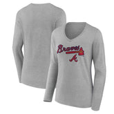 Atlanta Braves Women's Team Lockup Long Sleeve V-Neck T-Shirt Sale