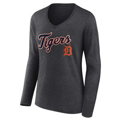 Detroit Tigers Women's Team Lockup Long Sleeve V-Neck T-Shirt Discount