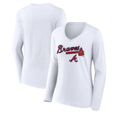 Atlanta Braves Women's Team Lockup Long Sleeve V-Neck T-Shirt for sale