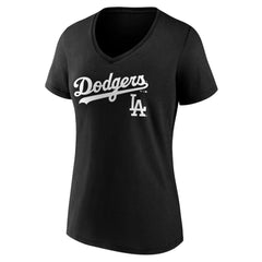 Los Angeles Dodgers Women's Team Lockup V-Neck T-Shirt Online