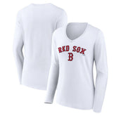 Boston Red Sox Women's Team Lockup Long Sleeve V-Neck T-Shirt Outlet