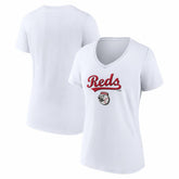 Cincinnati Reds Women's Team Lockup V-Neck T-Shirt Outlet