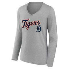 Detroit Tigers Women's Team Lockup Long Sleeve V-Neck T-Shirt for sale