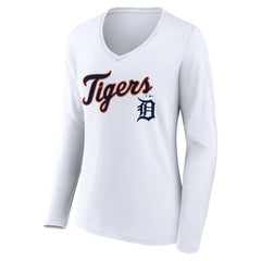 Detroit Tigers Women's Team Lockup Long Sleeve V-Neck T-Shirt for sale