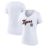 Detroit Tigers Women's Team Lockup V-Neck T-Shirt Discount