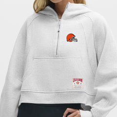 Cleveland Browns lululemon Women's Scuba Oversized Half-Zip Hoodie - Heathered Core Ultra Light Grey - NFL