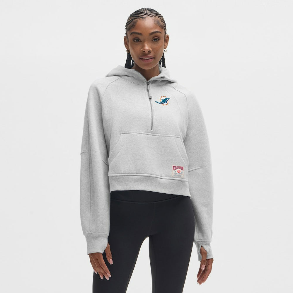 Miami Dolphins lululemon Women's Scuba Oversized Half-Zip Hoodie - Heathered Core Ultra Light Grey - NFL