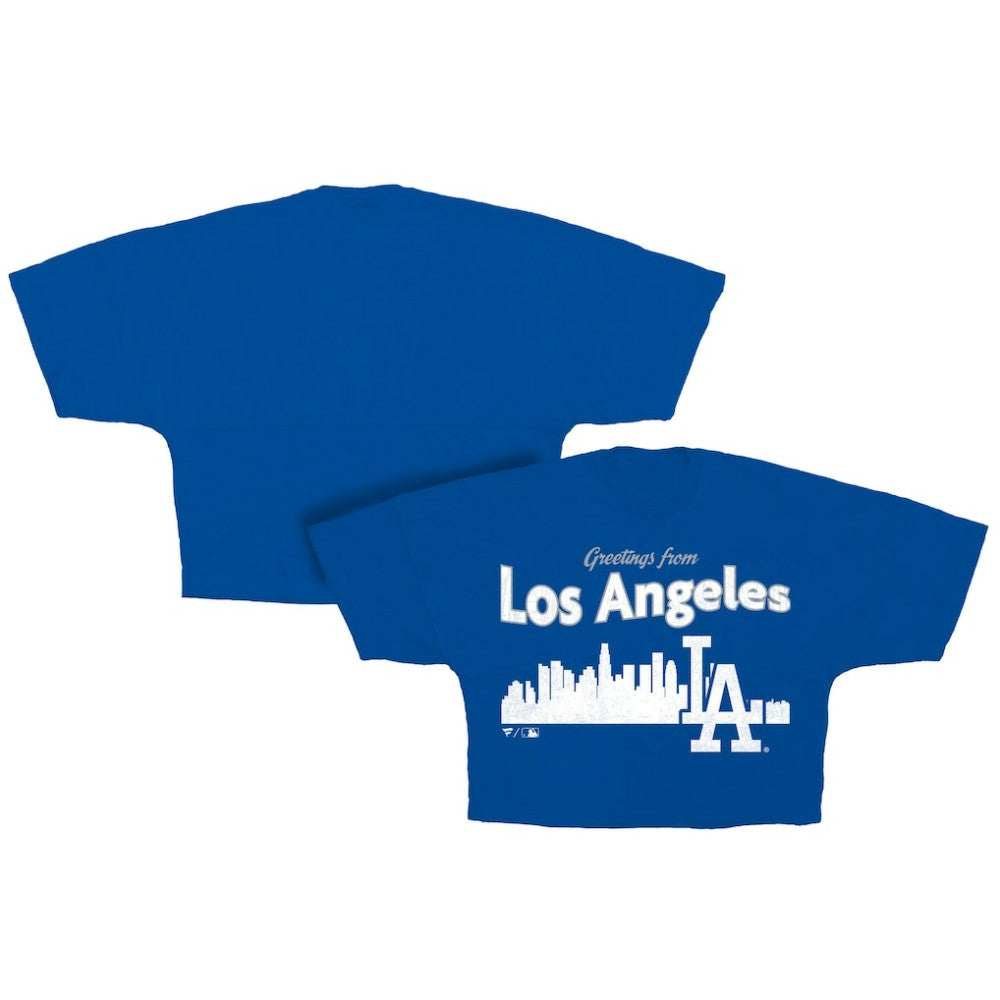 Los Angeles Dodgers Fanatics Women's Skyline Crop T-Shirt for sale