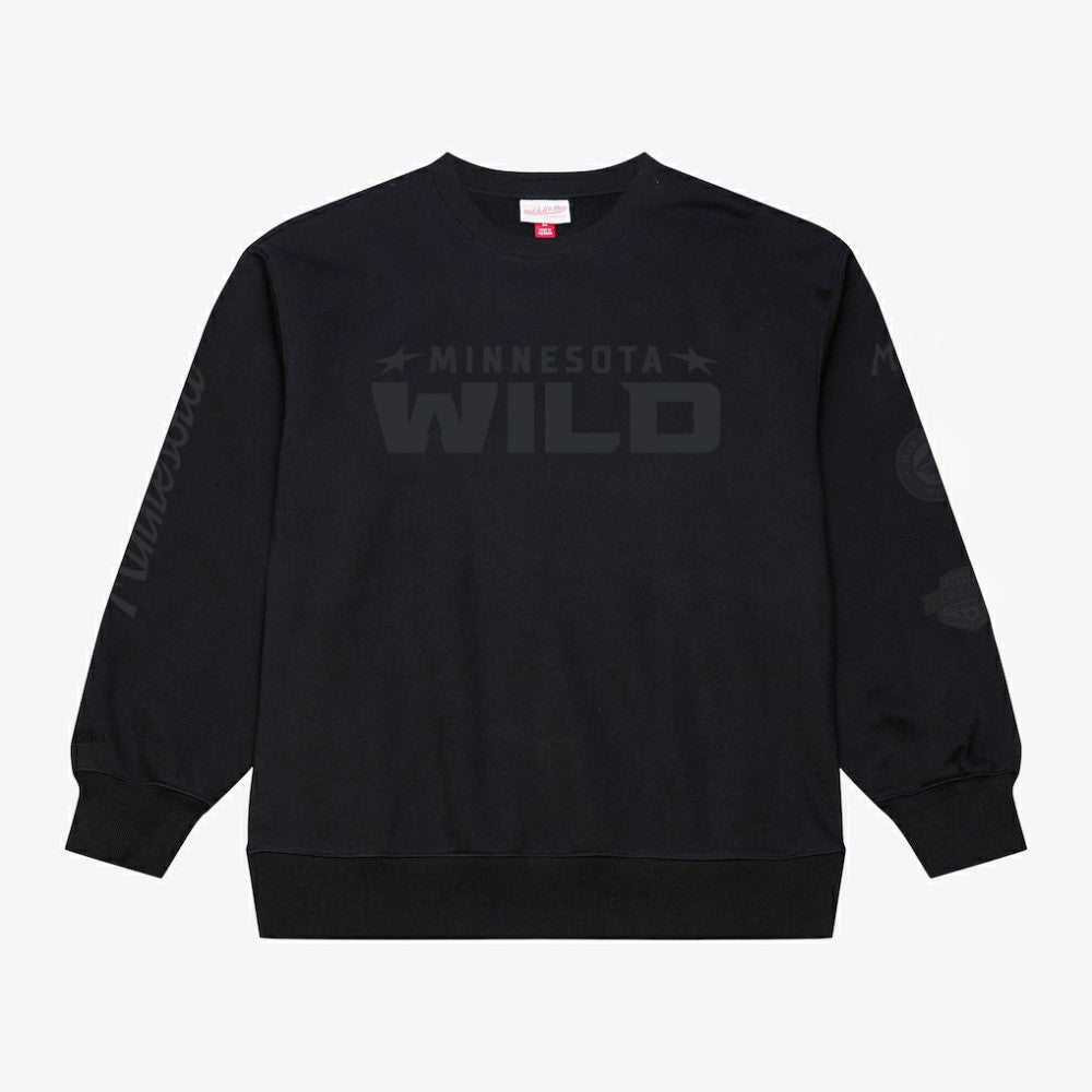 Minnesota Wild Mitchell & Ness Phantom Fleece Crew Neck Sweatshirt - Black | NHL online