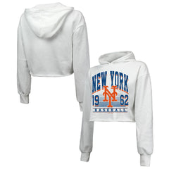 New York Mets Majestic Threads Women's Cropped Have A Field Day Tri-Blend Hoodie Outlet