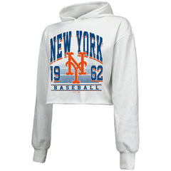 New York Mets Majestic Threads Women's Cropped Have A Field Day Tri-Blend Hoodie Outlet