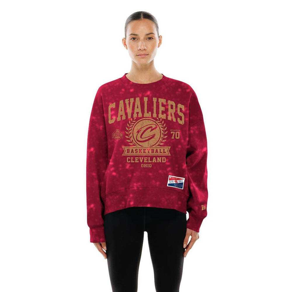 New Era Cleveland Cavaliers Women's Throwback Collection Mineral Wash Crewneck Sweatshirt Wine