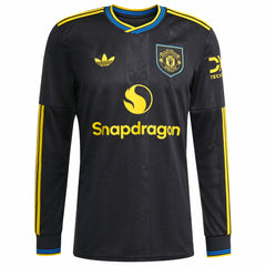 Adidas - Manchester United 2025/26 Third Replica Long Sleeve Custom Jersey - Black