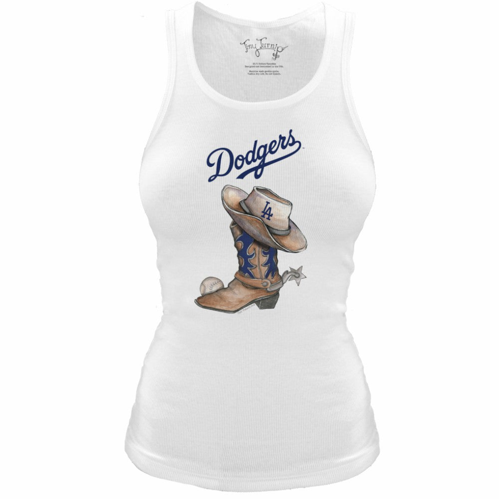 Los Angeles Dodgers Tiny Turnip Women's Fitted Vintage Cowboy Boot Tri-Blend Tank Top for sale
