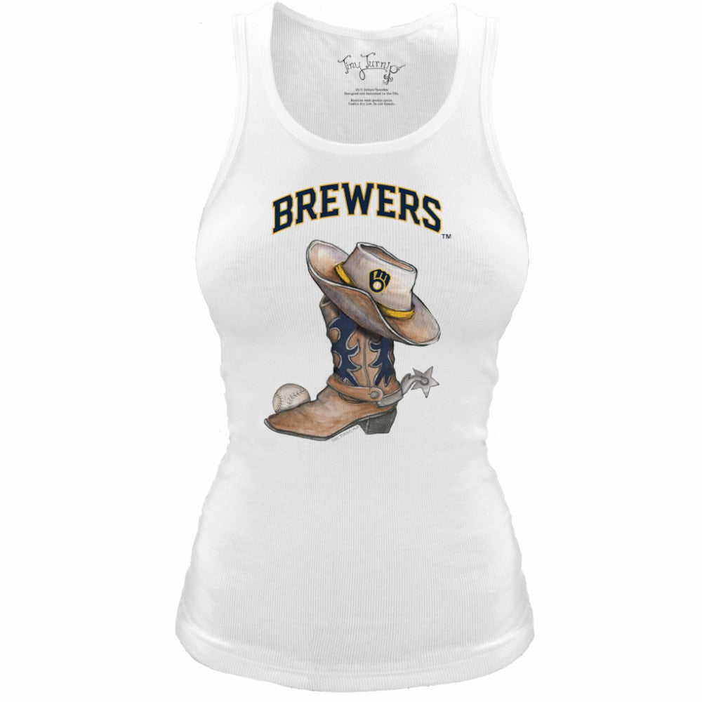 Milwaukee Brewers Tiny Turnip Women's Fitted Vintage Cowboy Boot Tri-Blend Tank Top Sale