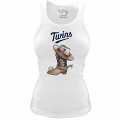Minnesota Twins Tiny Turnip Women's Fitted Vintage Cowboy Boot Tri-Blend Tank Top for sale