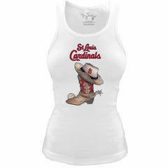 St. Louis Cardinals Tiny Turnip Women's Fitted Vintage Cowboy Boot Tri-Blend Tank Top Sale