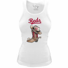 Cincinnati Reds Tiny Turnip Women's Fitted Vintage Cowboy Boot Tri-Blend Tank Top Outlet