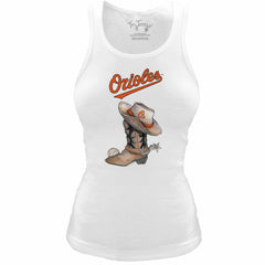 Baltimore Orioles Tiny Turnip Women's Fitted Vintage Cowboy Boot Tri-Blend Tank Top Near Me
