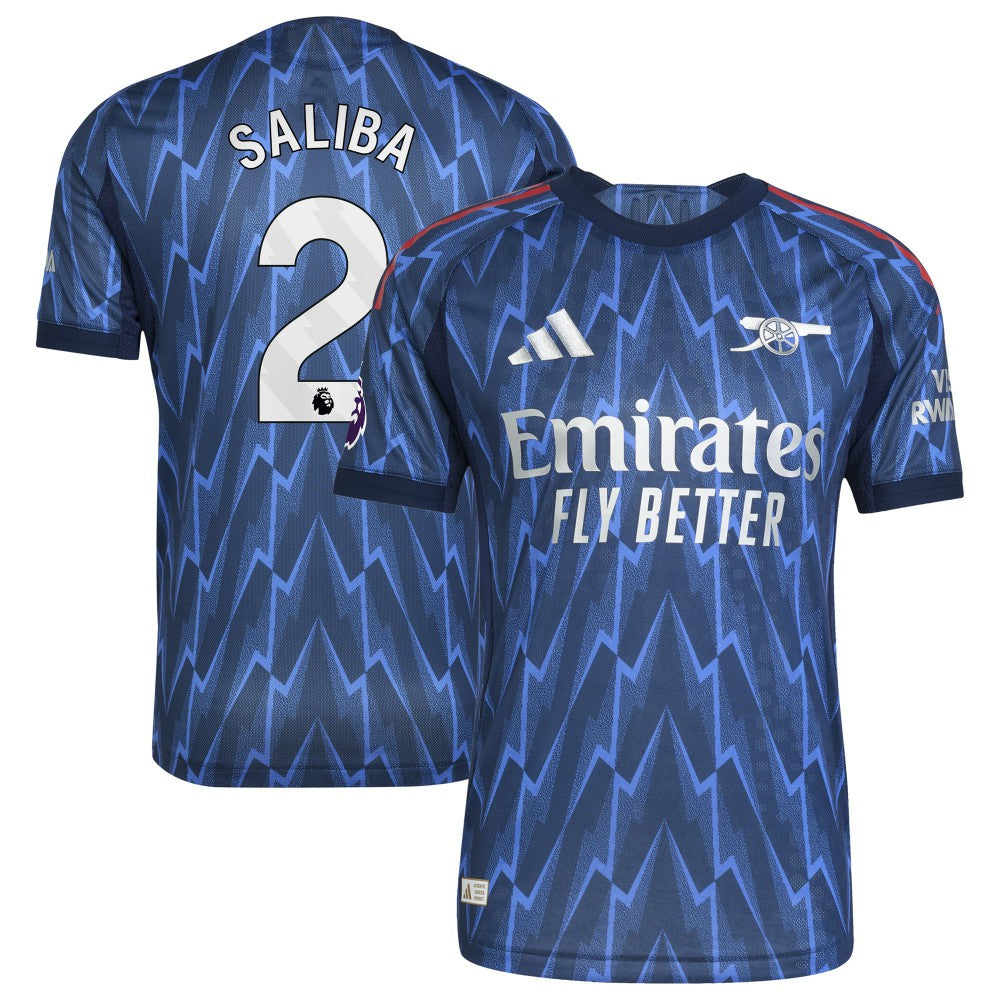 Adidas - William Saliba Arsenal 2025/26 Away Player Jersey - Blue
