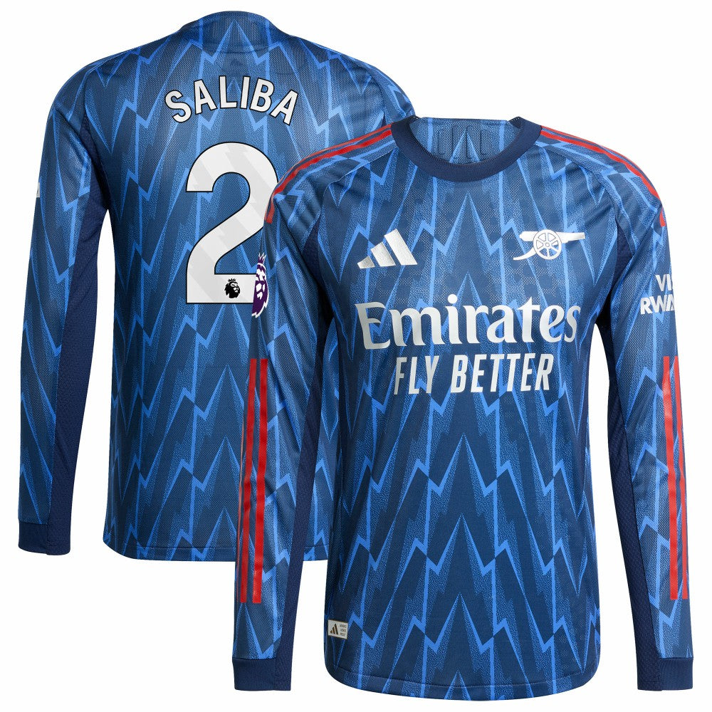Adidas - William Saliba Arsenal 2025/26 Away Long Sleeve Player Jersey - Blue