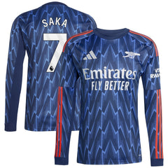 Adidas - Bukayo Saka Arsenal 2025/26 Away Replica Long Sleeve Player Jersey - Blue