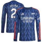 Adidas - William Saliba Arsenal 2025/26 Away Replica Long Sleeve Player Jersey - Blue