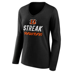 Cincinnati Bengals Women's Streak V-Neck Long Sleeve T-Shirt - Black - NFL
