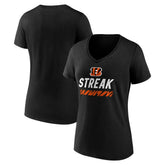 Cincinnati Bengals Women's Streak V-Neck T-Shirt - Black - NFL