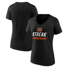 Cincinnati Bengals Women's Streak V-Neck T-Shirt - Black - NFL