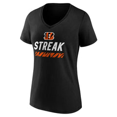 Cincinnati Bengals Women's Streak V-Neck T-Shirt - Black - NFL