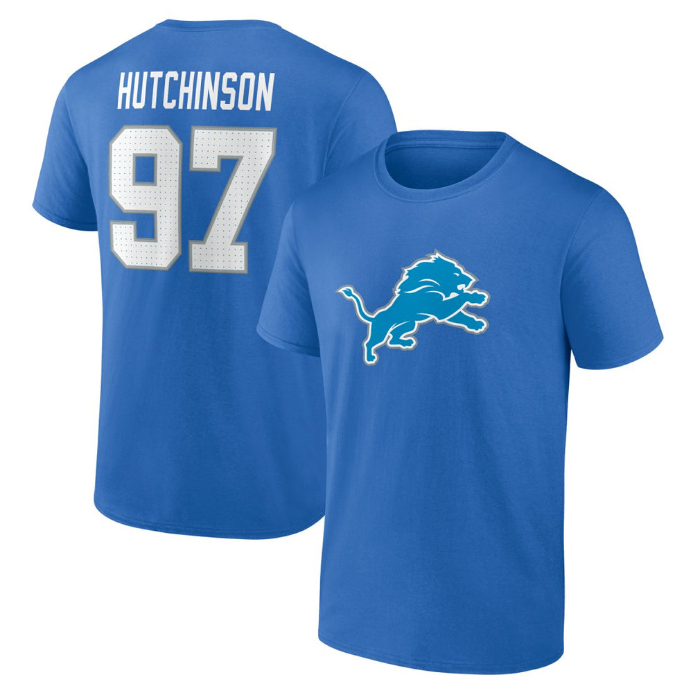 Aidan Hutchinson Detroit Lions Icon Name & Number T-Shirt - Blue - NFL