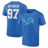 Aidan Hutchinson Detroit Lions Icon Name & Number T-Shirt - Blue - NFL
