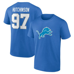 Aidan Hutchinson Detroit Lions Icon Name & Number T-Shirt - Blue - NFL