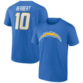 Justin Herbert Los Angeles Chargers Icon Name & Number T-Shirt - Powder Blue - NFL