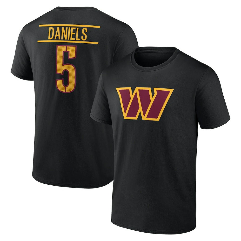 Jayden Daniels Washington Commanders Icon Name & Number T-Shirt - Black - NFL